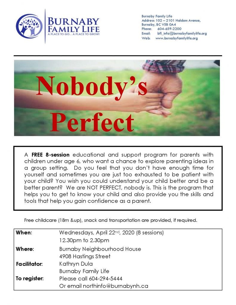 April 22-June 10: Nobody's Perfect (Parenting Program ...