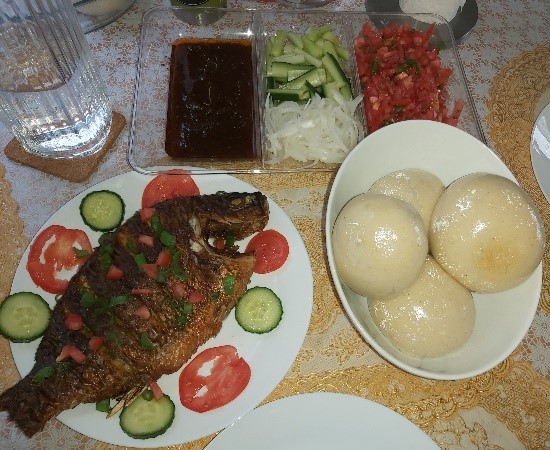Banku and Fried Tilapia