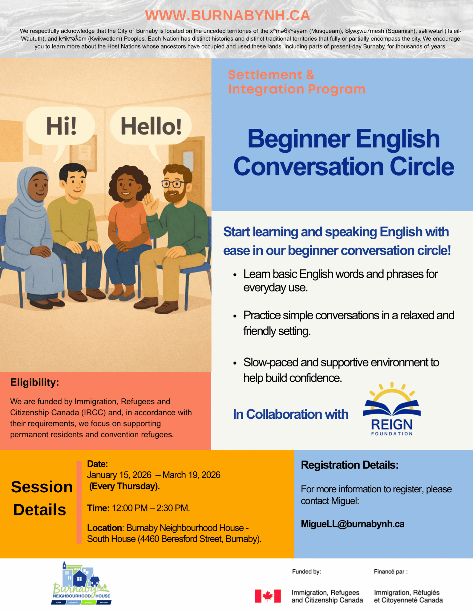 Beginner English Conversation Circle - Burnaby Neighbourhood House